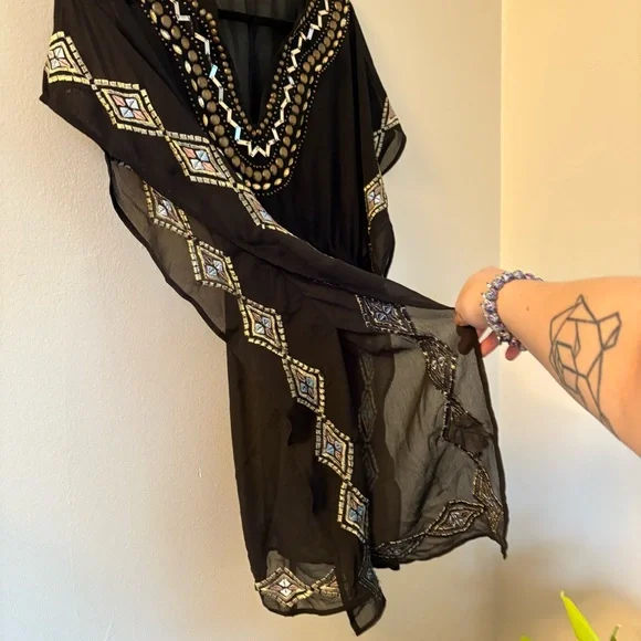 Raviya | Black Beaded Swim Coverup | Size Small - Picture 12 of 15